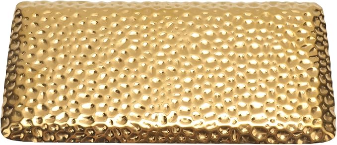 Hammered Tray Exquisite Odorless Stainless Steel Serving Tray for Living Room Bedroom Kitchen Bathroom Decor and Organization 19 5X9 5Cm Silver (Gold)