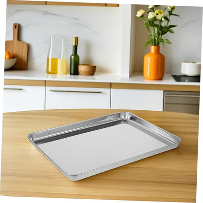 Stainless Steel Rectangular Food Tray Dinner Plate for Home Banquets Serving Dish for Salad Appetizers and Snacks Easy to Clean and Elegant Design