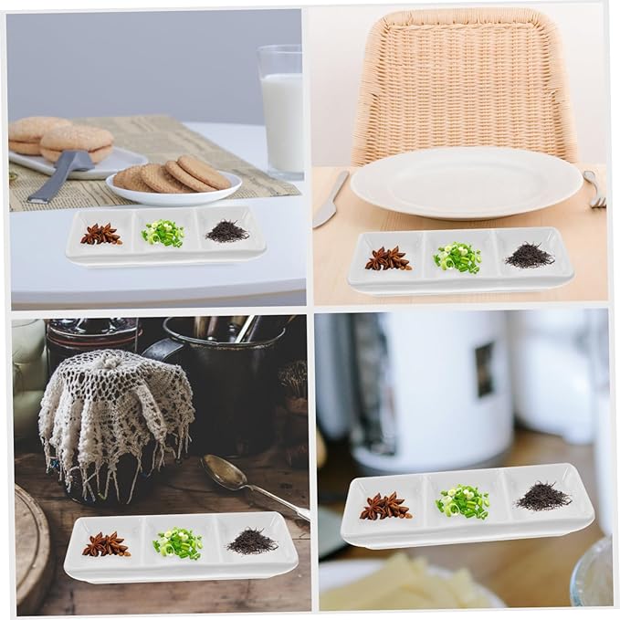Mobestech 2Pcs Rectangular Ceramic Sauce Dishes Versatile Appetizer Plates for Dipping Sauces Fruit and Snacks for Home and Restaurant Use
