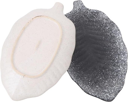 2pcs Banana Leaf Plate Ceramic Seasoning Dishes Versatile Serving Platter for Condiments Snacks and Desserts