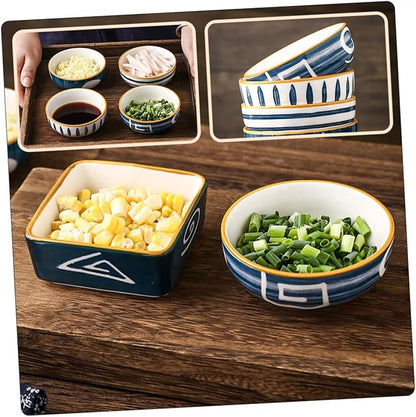 Unomor 4pcs Ceramic Condiment Dishes Japanese Style Sauce Plate Appetizer Serving Dishes