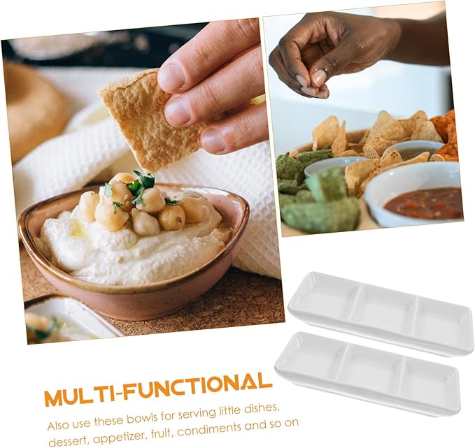 Mobestech 2Pcs Rectangular Ceramic Sauce Dishes Versatile Appetizer Plates for Dipping Sauces Fruit and Snacks for Home and Restaurant Use