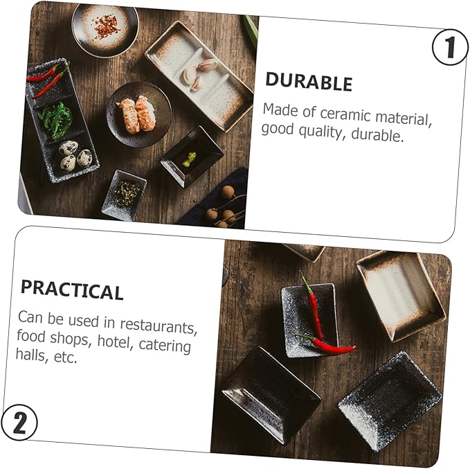 KICHOUSE 3-Piece Japanese Ceramic Sauce Dish Set Household Seasoning Plates Dipping Bowls for Appetizers and Sauces Elegant Design for Sushi and BBQ