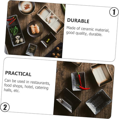 KICHOUSE 3-Piece Japanese Ceramic Sauce Dish Set Household Seasoning Plates Dipping Bowls for Appetizers and Sauces Elegant Design for Sushi and BBQ