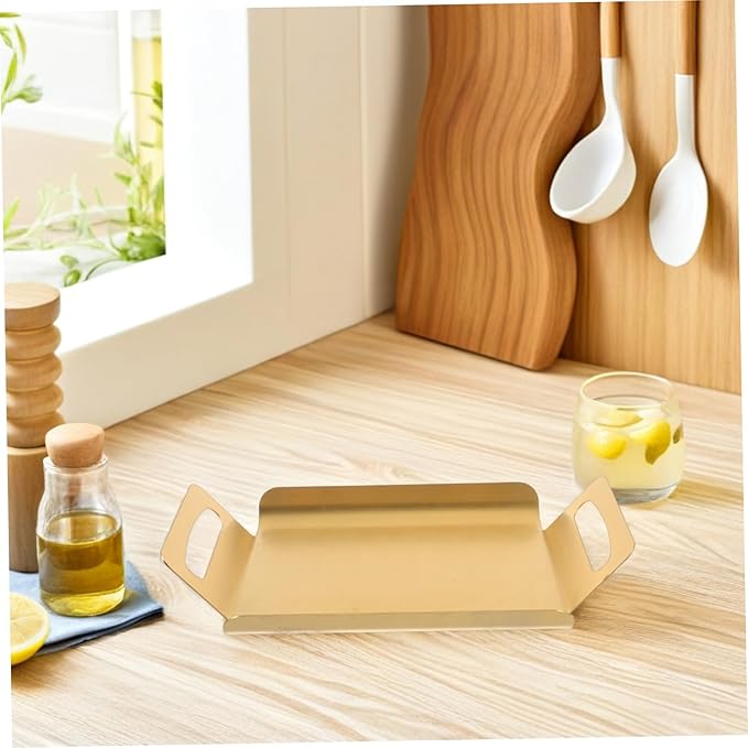 Decorative Stainless Steel Serving Tray Platter with Handles Multipurpose Design for Tea Baking Desserts Snacks Enhanced Thickness for Heavy-Duty Use