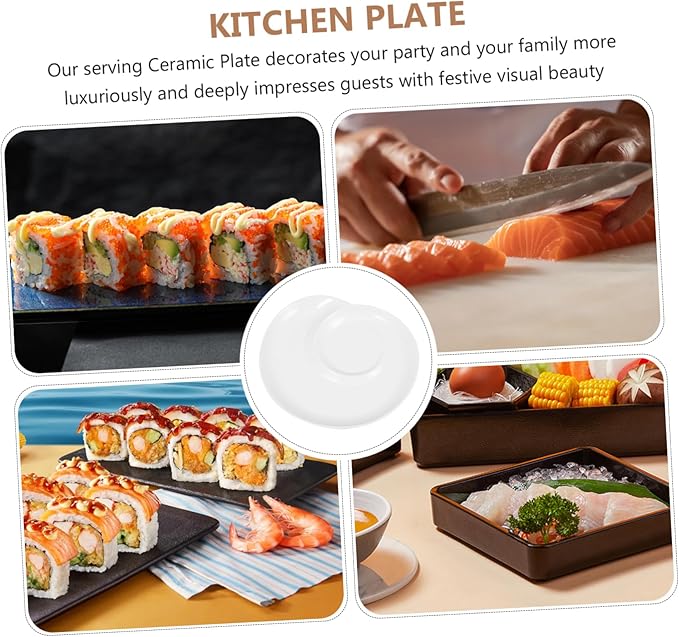 PRETYZOOM Ceramic Plate Divided for Dumplings Fruit Snacks Decorative Serving Tray Kitchen Plate