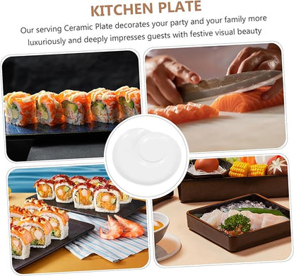 PRETYZOOM Ceramic Plate Divided for Dumplings Fruit Snacks Decorative Serving Tray Kitchen Plate