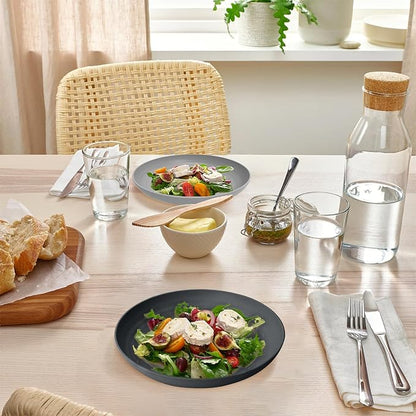 Homienly Wheat Straw Plates Set of 8, Reusable Lightweight and Unbreakable 9 inch Plates, Premium Microwave and Dishwasher Safe Plates for Kitchen, Camping, Picnic, Party - GreyStone