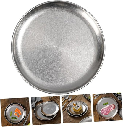BESTonZON Food Trays Vintage Barbecue Plate Decorative Serving Trays Korean Style Dish Nut Plate Table Tray Cutlery Beef Meat Roast Meat Tray Dinner Dish Metal
