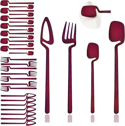 JASHII Flatware Set 32-piece Silverware Set Matte Finished Cutlery Set Service for 8 Include Knife/Fork/Spoon/Coffee spoon Dishwasher Safe (Purple)