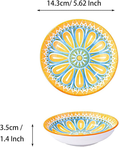5.6 Inch Ceramic Appetizer Plate, Small Dessert Plate - Elegant Round Flat Dish for Snacks, Cakes, Sushi - Set of 4