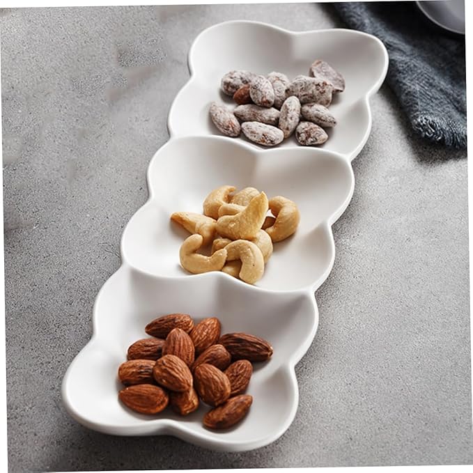 Ciieeo Nordic Style Ceramic Appetizer Serving Tray Plates for Dips and Condiments Sturdy Practical Design for Everyday Use and Gatherings White