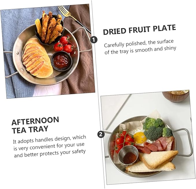 Stainless Steel Dinner Plate Party Serving Trays Snack Plate Salad Dish Kitchen Tableware Silver