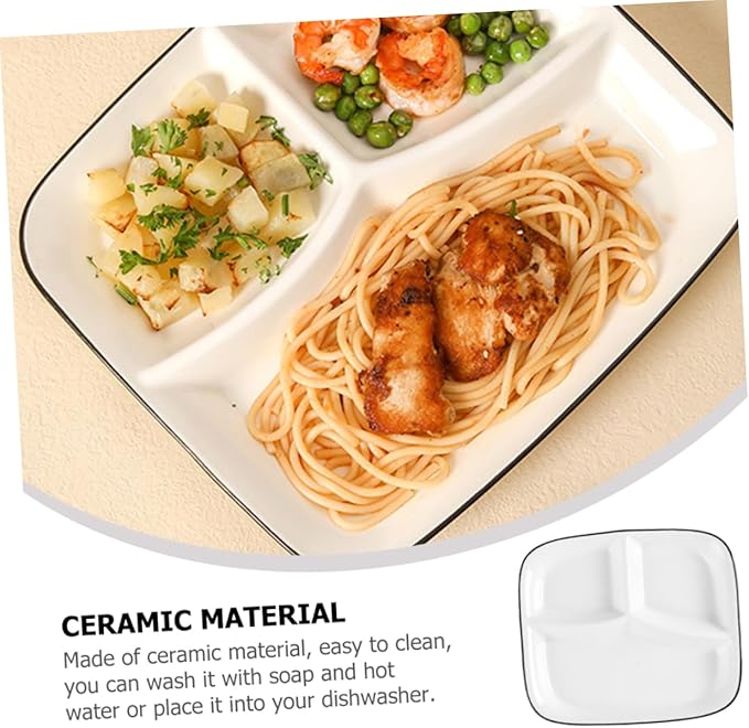 Divided Serving Plate Set Ceramic Dinnerware Set of Square Plates for Appetizer Cake Dessert Grill Meat Fish Sandwich Fruit