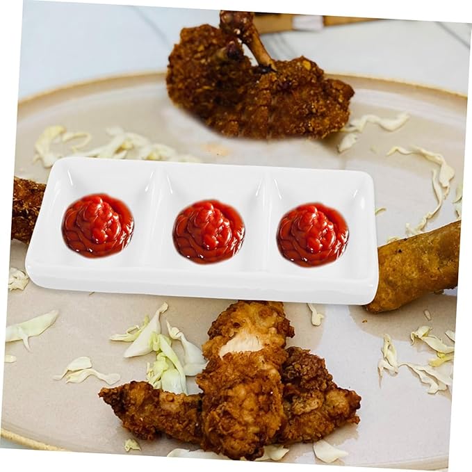 4Pcs Ceramic Serving Platter Compartment Sauce Dishes for Condiments Appetizers and Portions for Parties Gatherings and Everyday Use