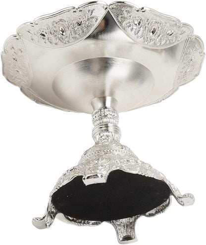 Zinc Alloy European Style Fruit Tray Metal Food Serving Tray Snack Nut Holder Decorative Table Candy Dish with Unique Design for Party Daily Use (Silver)