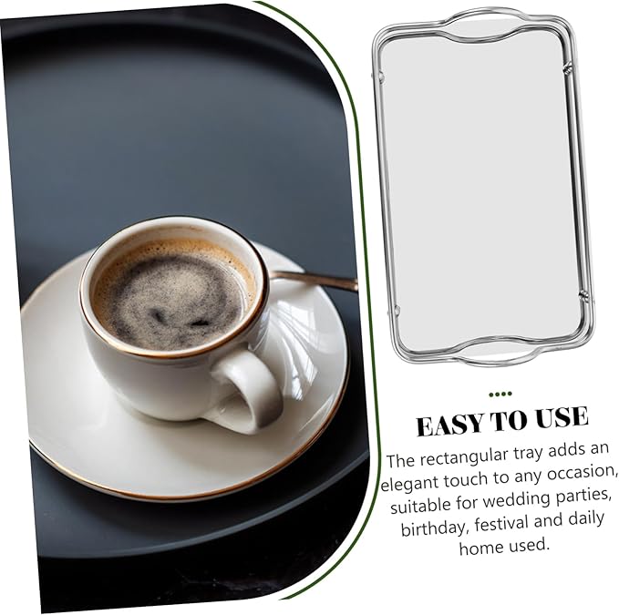 PRETYZOOM Entertaining Large Tray Stainless Steel Serving Trays Handles Rectangular Food Serving Tray