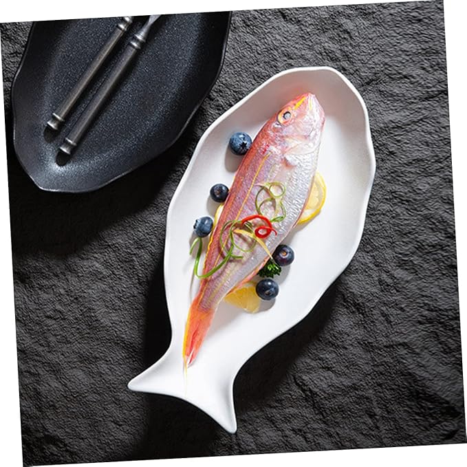 Fish Steaming Plate Ceramic Serving Dish Versatile Household Plate for Kitchen