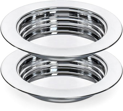 Bekith 2 Pack Communion Plates for Church, Communion Ware Stainless Steel Bread Tray, Church Supplies Set, Silver