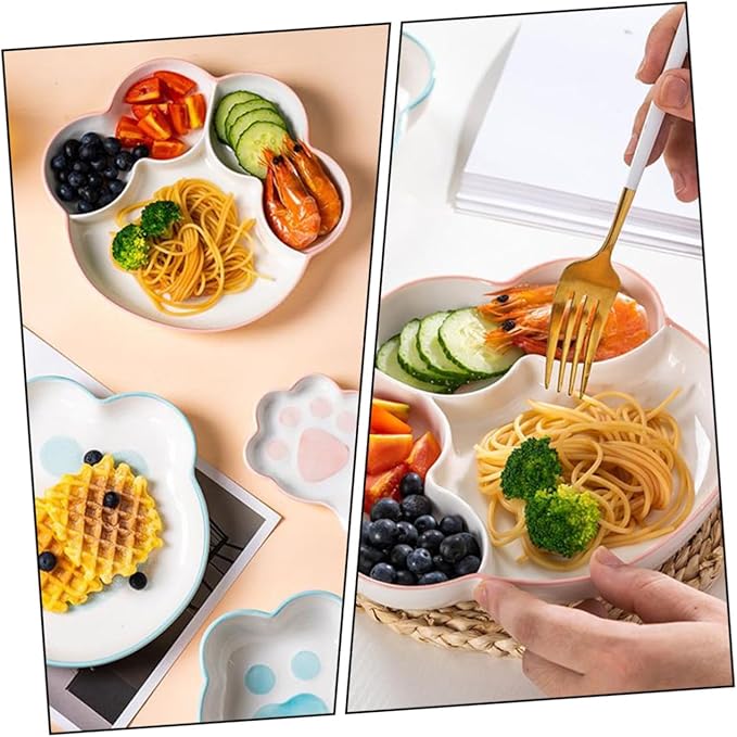Cartoon Cat Claw Ceramic Plate Breakfast Tray Divided Serving Tray Food Storage Plate