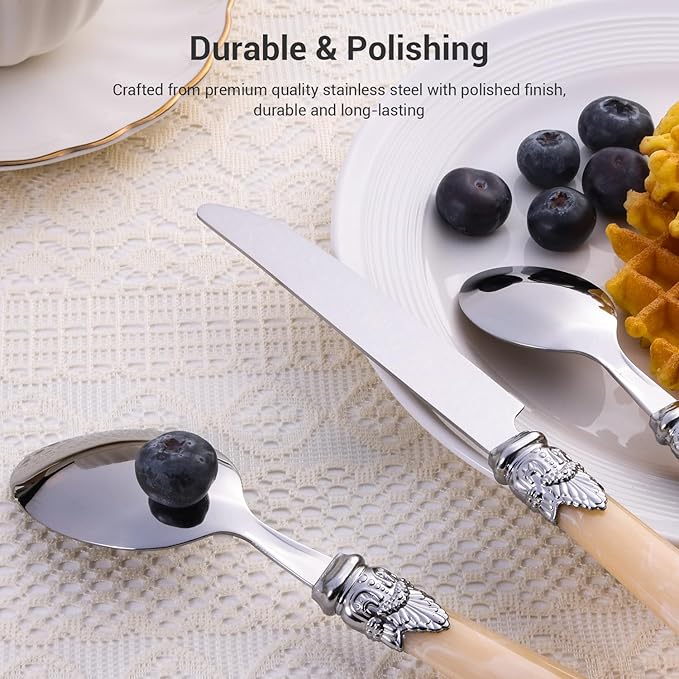 Serving Sets, 20-Piece Flatware Cutlery Set, Durable Stainless Steel Serving Utensils Set Including Dinner Forks, Knives, Spoons With Classic Handle For Steak, Salad, Soup, Tea (Set of 5)