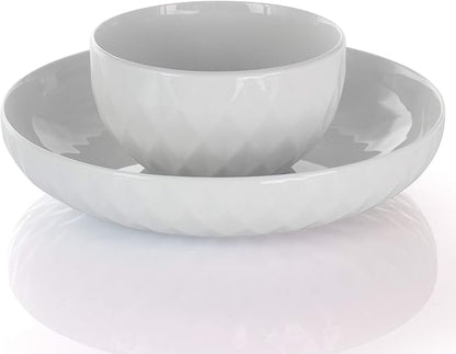 Elama White Porcelain Dish Dinnerware Set, 18 Piece (Elama Glossy)