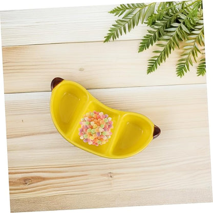 MERRYHAPY Fruit Shaped Snack Serving Dish Ceramic Banana Appetizer Plate for Decorative Dessert Bowl for Ketchup Chips for Photography and Parties