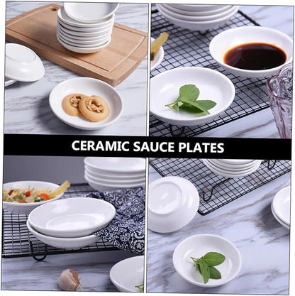 GLEAVI 6pcs Ceramic Condiment Dish Small Plates for Sauces Snacks and Dips Elegant Tableware for Home Restaurants and Parties