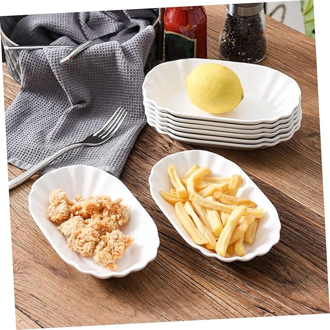 Cabilock 2pcs Ceramic Snack Plates Creative White Dishes for Appetizers Dried Fruits Nuts and Desserts for Home Parties and Gatherings