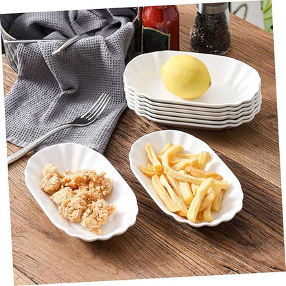 Cabilock 2pcs Ceramic Snack Plates Creative White Dishes for Appetizers Dried Fruits Nuts and Desserts for Home Parties and Gatherings