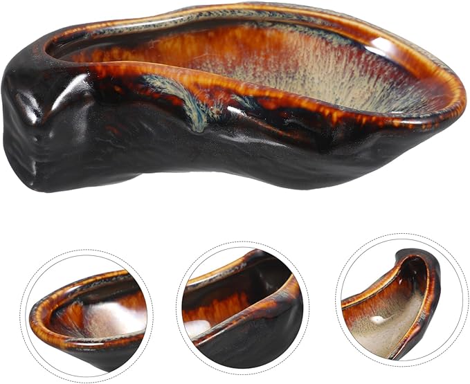 GLEAVI Ceramic Oyster Serving Dish Vintage Style Small Plate Food Serving Platter for Sushi Appetizers and Desserts Elegant Ceramic Dish