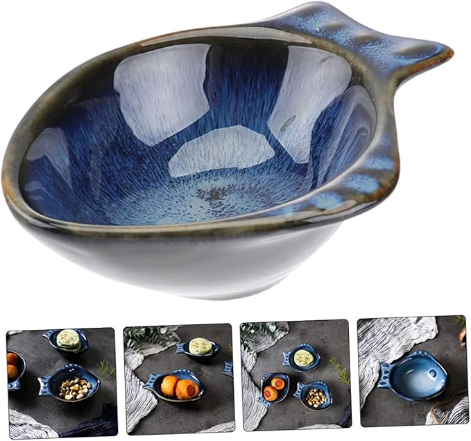 GLEAVI 2pcs Ceramic Sauce Dipping Dish Multifunctional Small Plates for Condiments Side Dishes Appetizers Japanese Retro Style Kitchenware for Home Restaurant Use