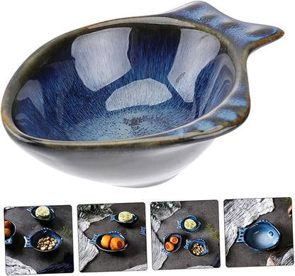 GLEAVI 2pcs Ceramic Sauce Dipping Dish Multifunctional Small Plates for Condiments Side Dishes Appetizers Japanese Retro Style Kitchenware for Home Restaurant Use