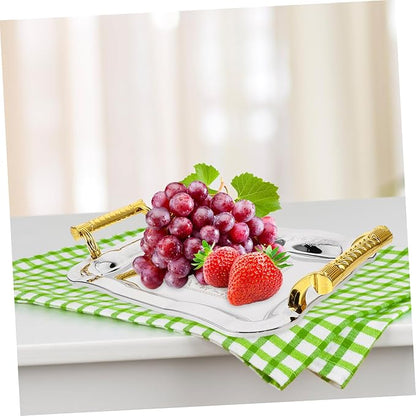 Unomor Elegant Stainless Steel Serving Tray Capacity Fruit Plate Versatile Desktop Fruit Tray Ktv Restaurant Dessert Serving Dish