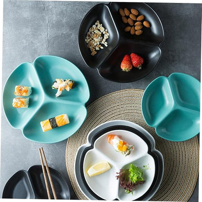 LIFKOME Ceramic Divided Fruit Serving Plate Irregular Snack Appetizer Tray Food Platter for Entertaining Stylish and Functional Design