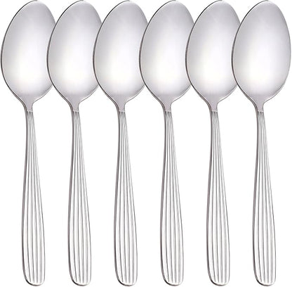 Dinner Forks, Spoons & Dinner knives Set, Food Grade Stainless Steel Silverware Set, Mirror Polished, Dishwasher Safe Flatware Set (6-Pcs, Dinner Spoons)