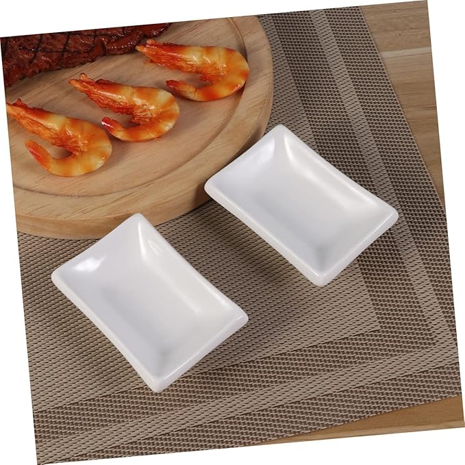 2pcs White Ceramic Appetizer Serving Tray Snack Dishes for Sauce Dishes Snack Plate Condiment Plate Food Display Tray