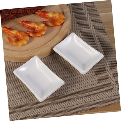 2pcs White Ceramic Appetizer Serving Tray Snack Dishes for Sauce Dishes Snack Plate Condiment Plate Food Display Tray