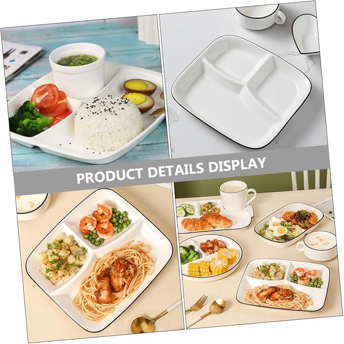 Divided Serving Plate Set Ceramic Dinnerware Set of Square Plates for Appetizer Cake Dessert Grill Meat Fish Sandwich Fruit