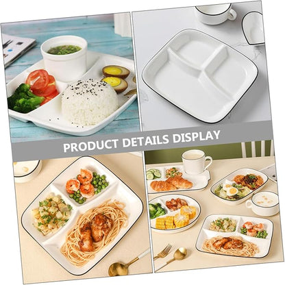 Divided Serving Plate Set Ceramic Dinnerware Set of Square Plates for Appetizer Cake Dessert Grill Meat Fish Sandwich Fruit