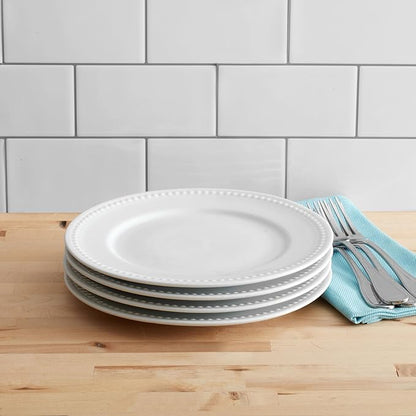 Everyday White Beaded Set of 4 Salad Plates