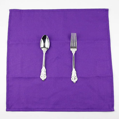 Solid Color Linen Blended Thin Dinner Cloth Napkins - Set of 12 (40 x 40 cm) - for Events & Home Use (Purple)