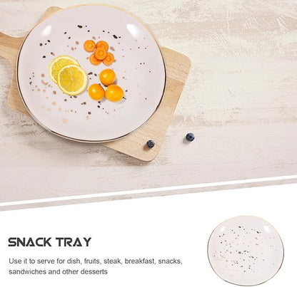 Cabilock Nordic Style Ceramic Dinner Plate White Speckled round Food Dish Steak Plate for Serving Appetizers and Desserts