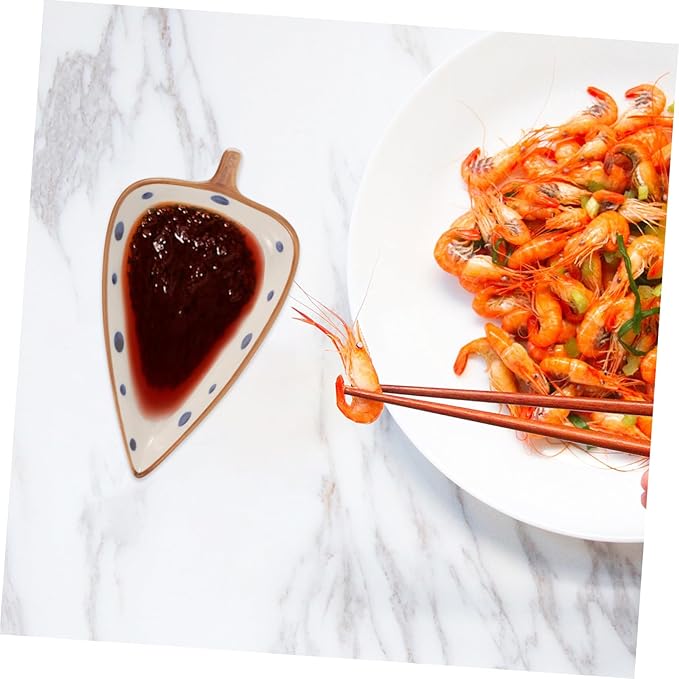 PRETYZOOM Creative Ceramic Leaf Snack Plate Dipping Sauce Dish Multipurpose Side Dish for Home and Restaurant Serving Appetizers Salads Desserts and Snacks