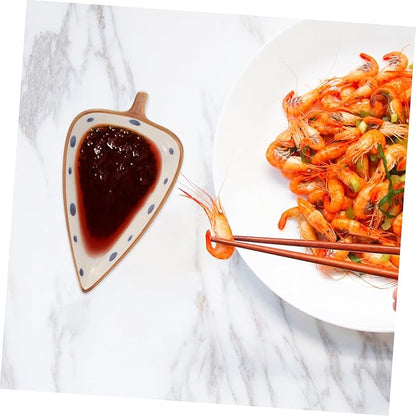 PRETYZOOM Creative Ceramic Leaf Snack Plate Dipping Sauce Dish Multipurpose Side Dish for Home and Restaurant Serving Appetizers Salads Desserts and Snacks