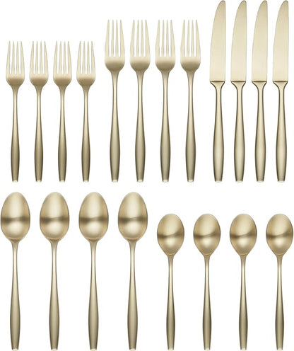 Cambridge Silversmiths Katerina Champagne Satin 20-Piece Flatware Set, Service for 4