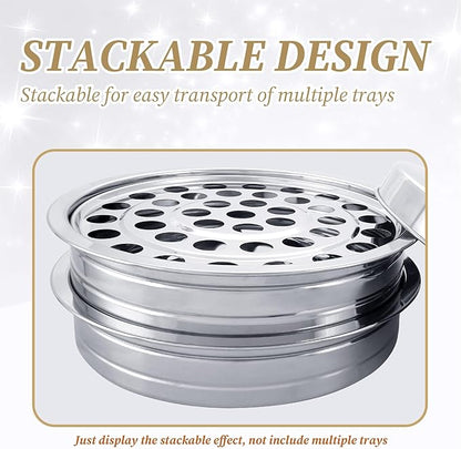 Stainless Steel Communion Tray Set for Church – 1Pcs Communion Wine Tray with 1 Lid & 1Pcs Bread Plate with Lid, Includes 100 Disposable Cups, Cups Filler
