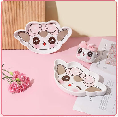 Ceramic Plate Ceramic Dish for Appetizer Snacks Sauce Assorted Color Microwave and Dishwasher Safe (Smile)