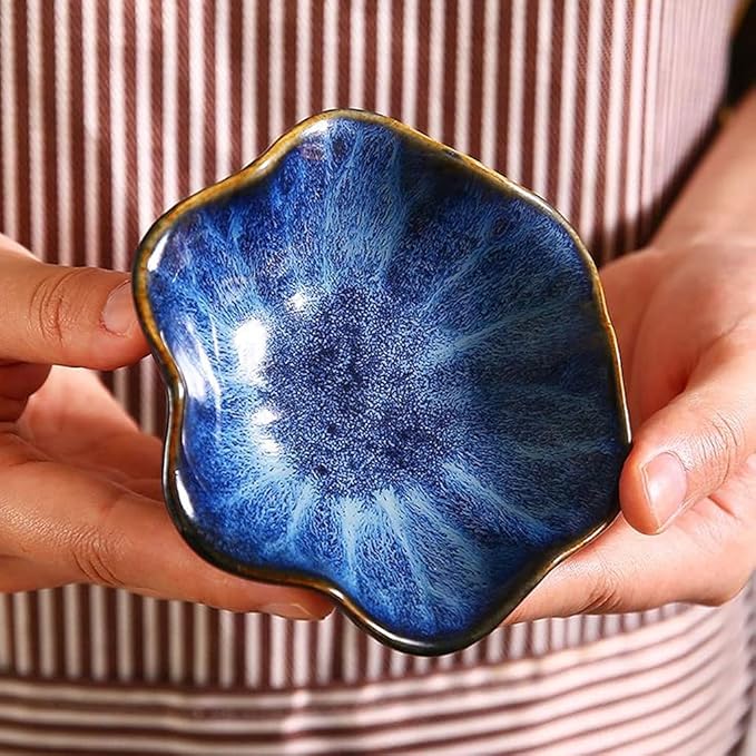 Dipping Sauce Dish Dipping Bowl Appetizer Plates 3 Oz Ceramics Sauce Dish Lotus Leaf Shape Ceramics Seasoning Dishes Ketchup Saucer Appetizer Vinegar Soy Sushi Seasoning Dipping Bowls Dipping Sauce Bo