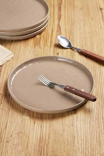 famiware Mars 6 Pieces Dinner Plates, 10.25 inch Plate Set, Scratch Resistant, Stoneware Dinnerware, Kitchen Modern Rustic Serving Dishes, Cinnamon Brown